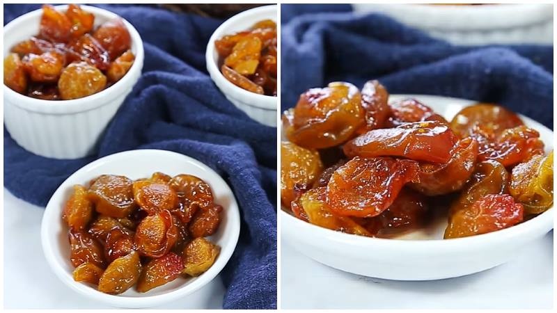 Thành phẩm mứt mơ dẻo thơm sau khi sên hoàn tất