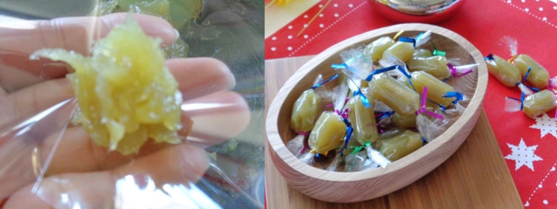 Gói mứt sầu riêng thành viên nhỏ và bọc bằng giấy kiếng