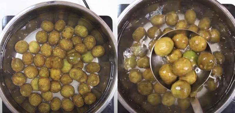 Chần sấu qua nước sôi