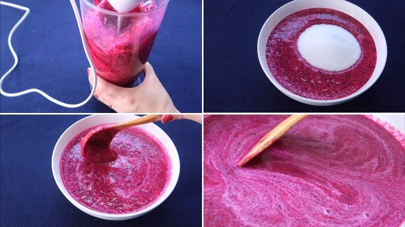 Công đoạn xay và ướp thanh long