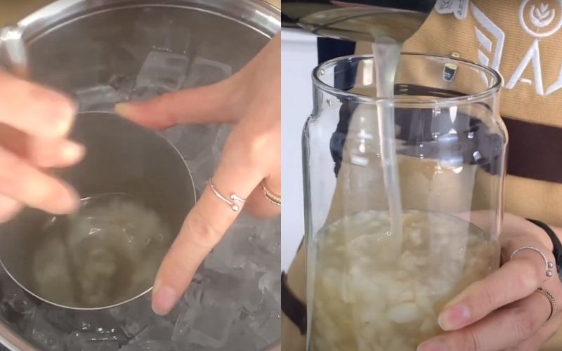 Làm nguội và bảo quản mứt vải trong hũ thủy tinh