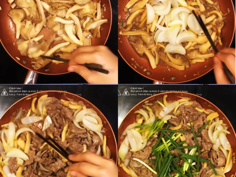 Xào thịt bò với nấm bào ngư