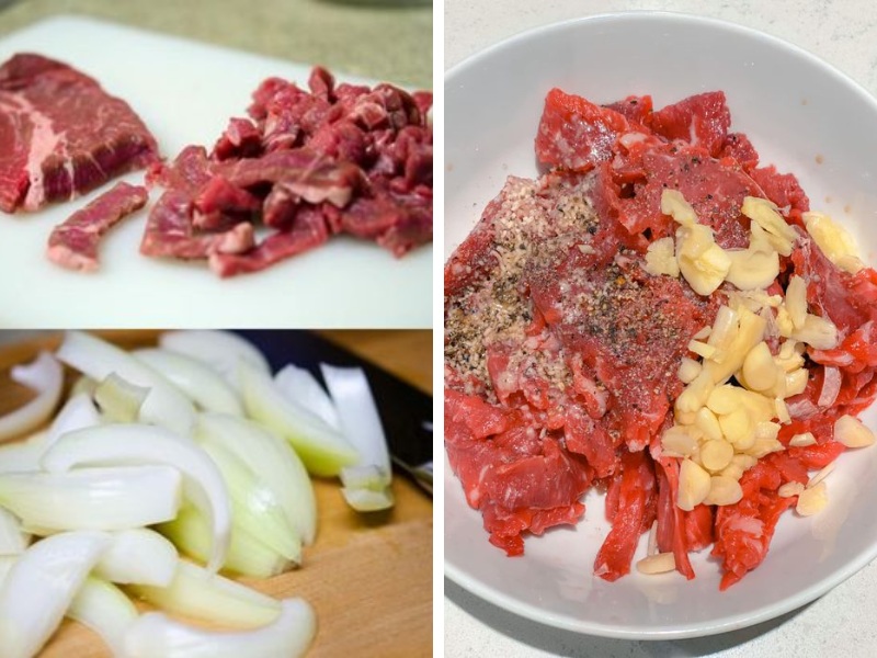 Tiến hành sơ chế thịt bò