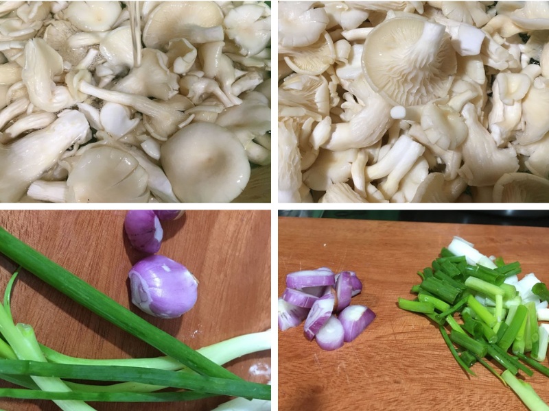 Nấm bào ngư sơ chế kỹ và rửa sạch