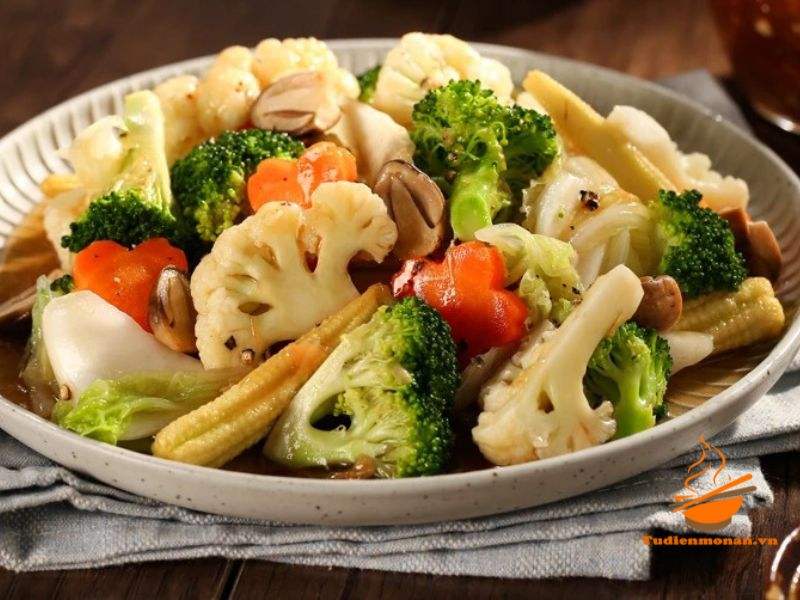 Thành phẩm nấm rơm xào chua ngọt kiểu thái