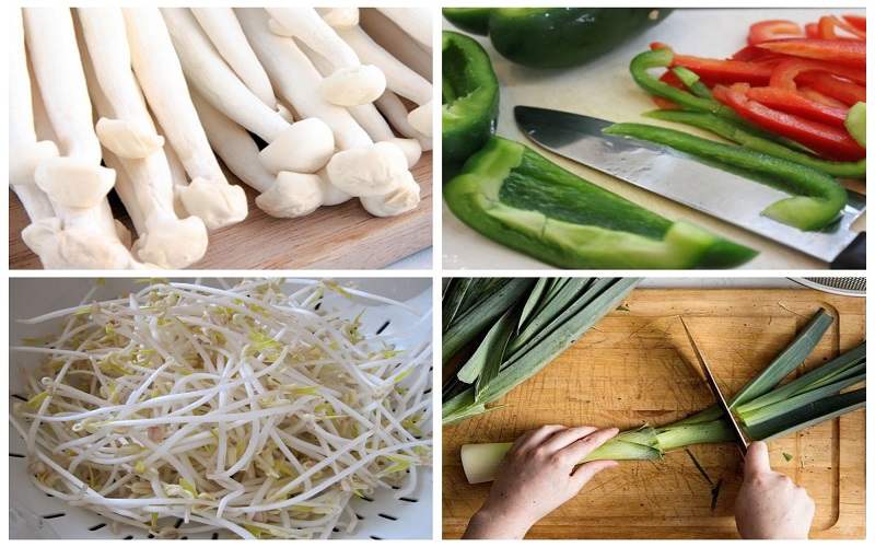 Sơ chế nguyên liệu làm nấm bạch tuyết xào tam sắc