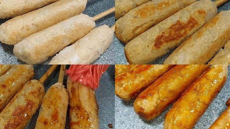 Tiến hành nướng nem đến khi vàng đều