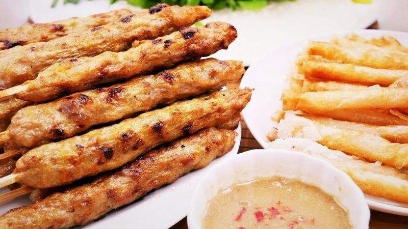 Thành phẩm nem nướng chay từ chuối xanh 