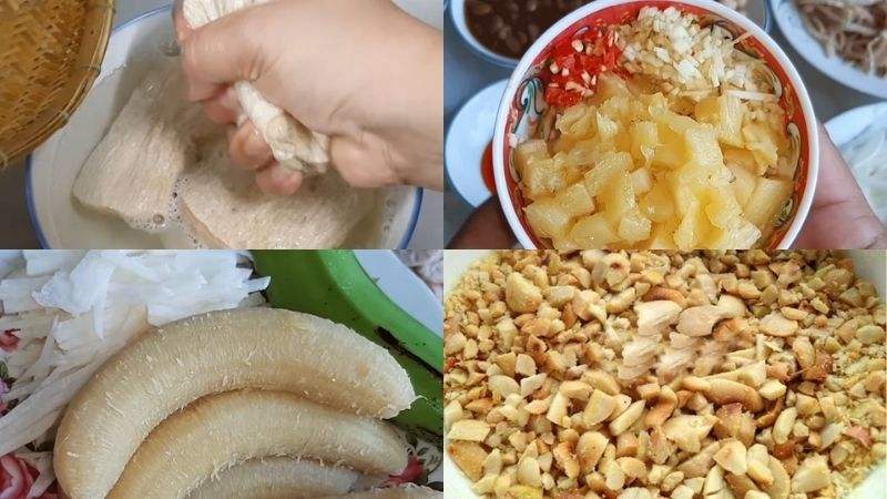 Sơ chế nguyên liệu làm nem nướng chay từ chuối xanh