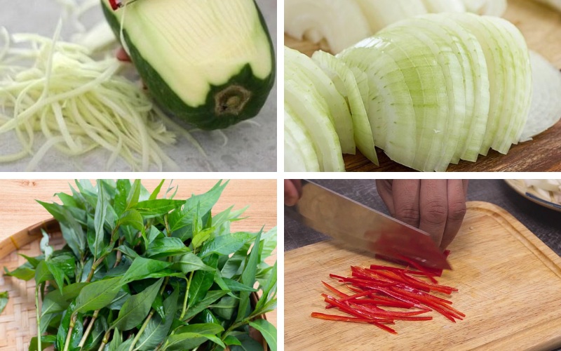 Sơ chế nguyên liệu làm nộm đu đủ khô bò
