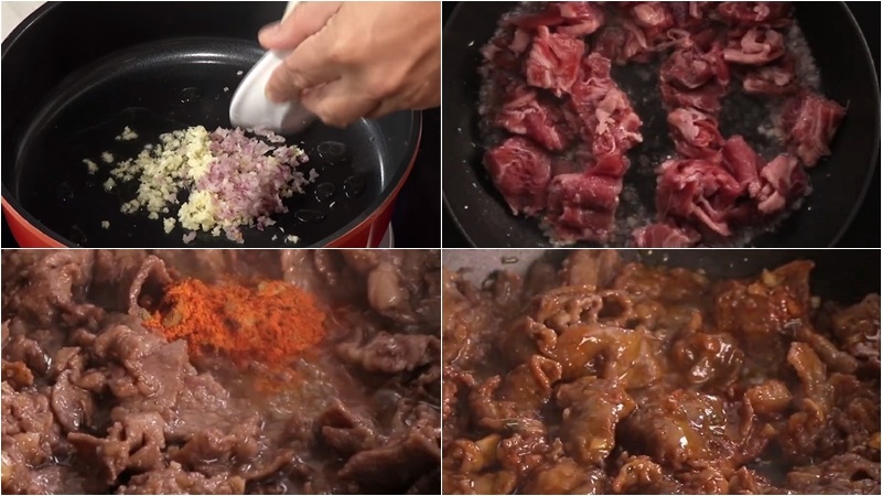 Xào nui bò sốt bò kho