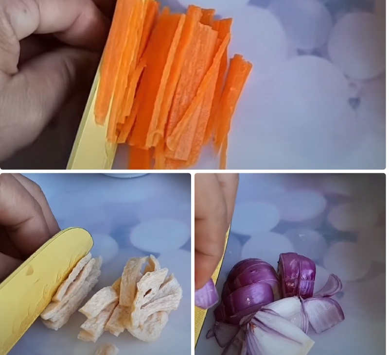 sơ chế các nguyên liệu xào với nui