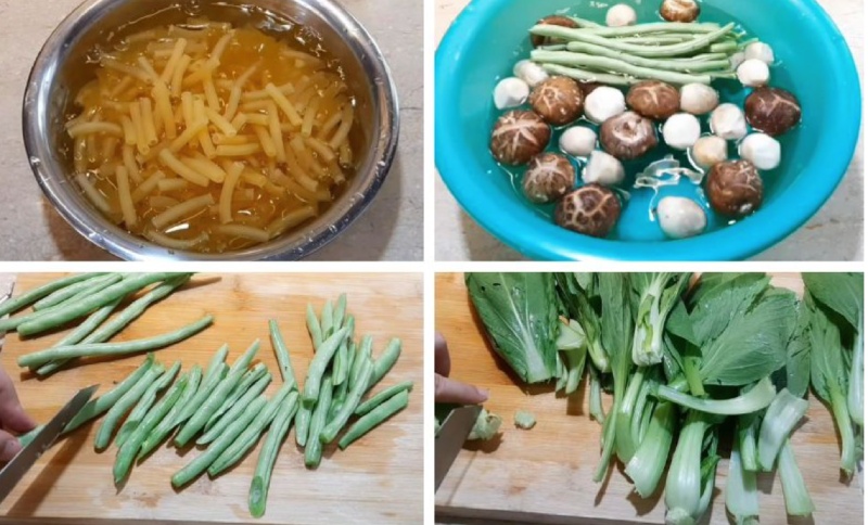 làm sạch các nguyên liệu
