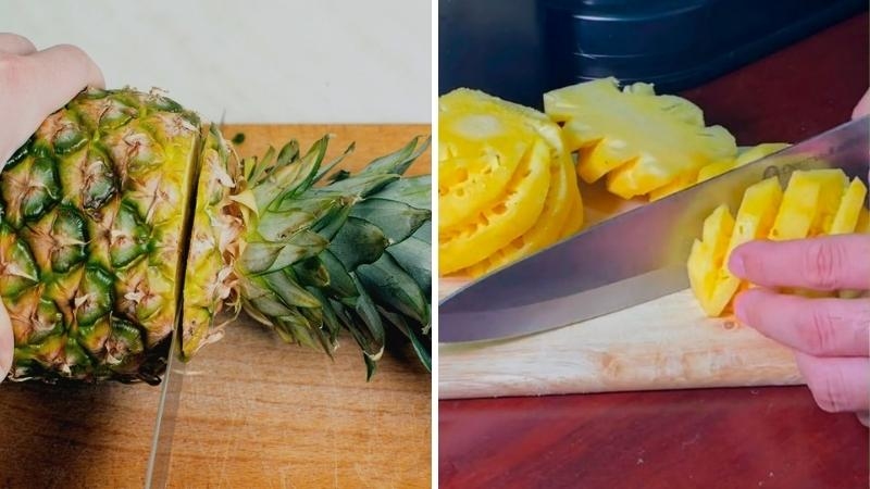 Gọt dứa cho sạch vỏ
