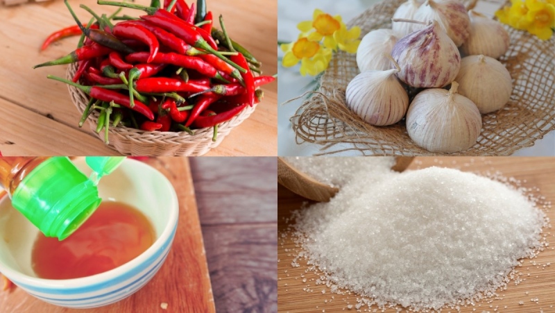 chuẩn bị nguyên liệu làm nước mắm ớt tỏi