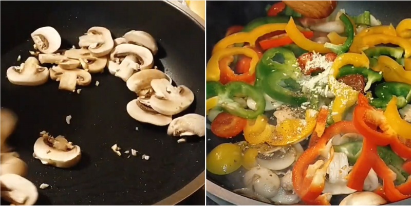 nấm xào cùng ớt chuông