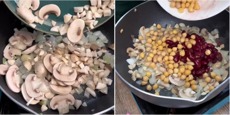 xào và trộn đều hỗn hợp