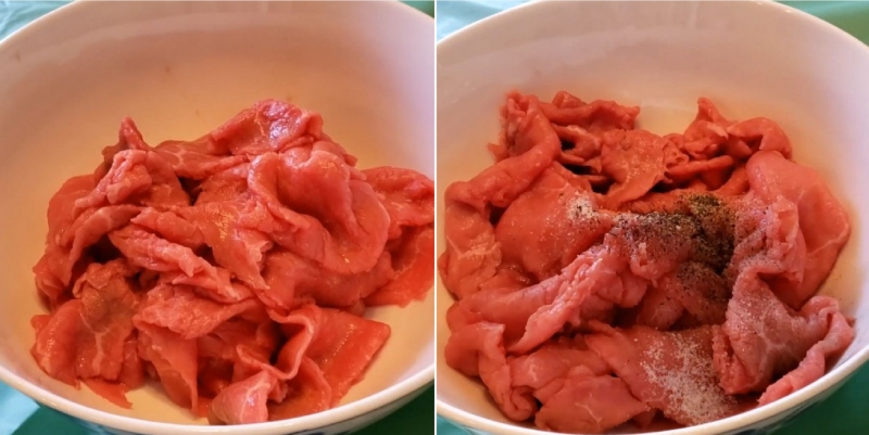 Thịt bò được ướp đơn giản