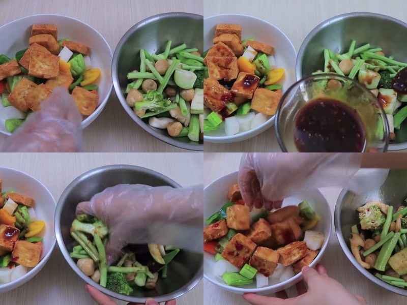 Công đoạn ướp rau củ