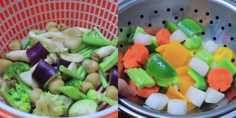 Sơ chế nguyên liệu làm rau củ kho chay