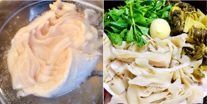 Sơ chế nguyên liệu làm sách bò xào dưa chua