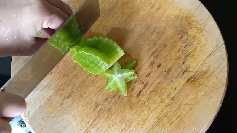 Khế gọt bỏ viền, thái lát dày chiều ngang