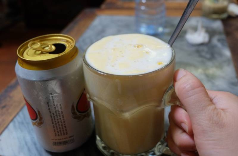 Thành phẩm món bia hột gà 