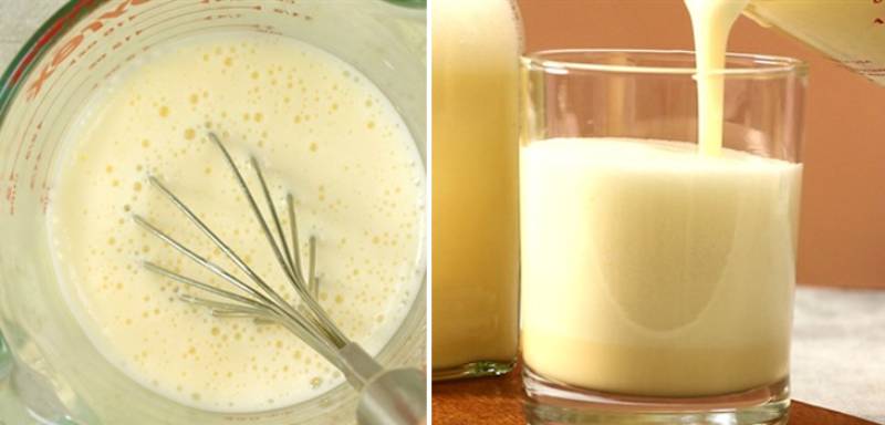 Pha hỗn hợp sữa đặc, soda, trứng