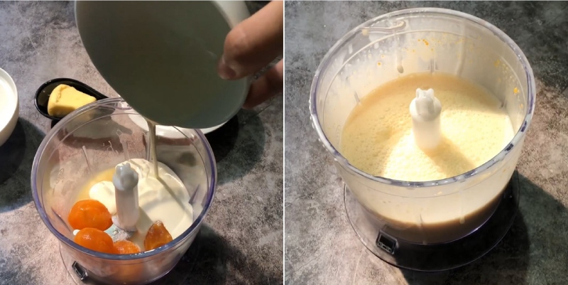 Xay lòng đỏ trứng muối cùng sữa đặc và bột bắp