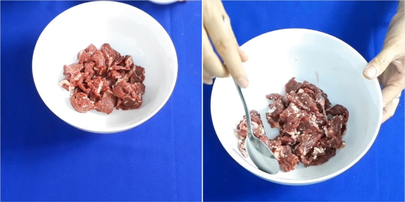 ướp và để thịt bò thấm khoảng 15 phút
