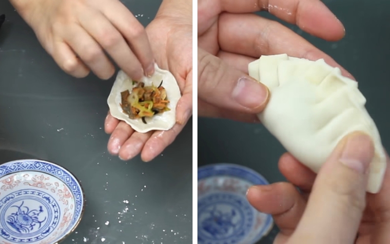 sủi cảo được gói tỉ mỉ