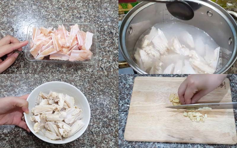 Tiến hành luộc sụn gà