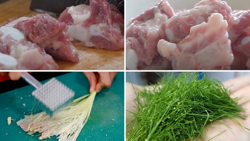 Chuẩn bị nguyên liệu: sườn non, sả đập dập, thì là