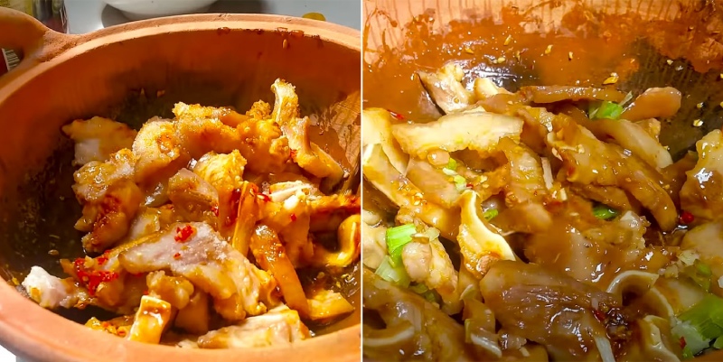 Trộn tai heo với gia vị cho thấm