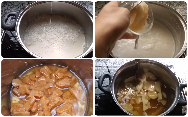 Đổ đường nho vào sữa đậu nành