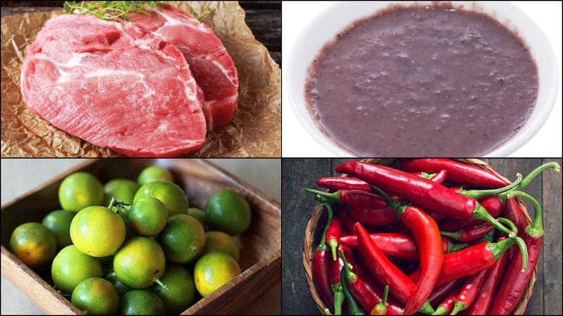 Chuẩn bị nguyên liệu ba rọi chưng mắm tôm