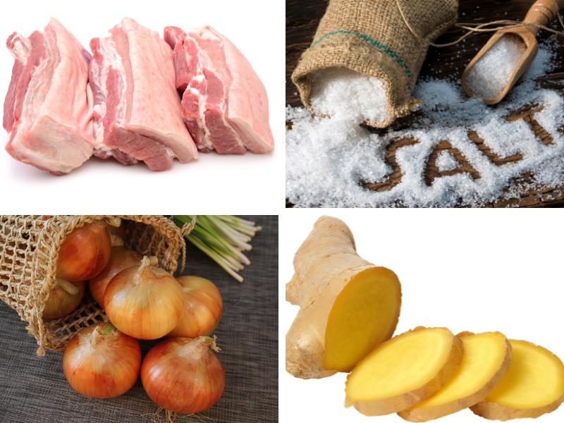 Chuẩn bị nguyên liệu làm ba rọi luộc chấm mắm tôm