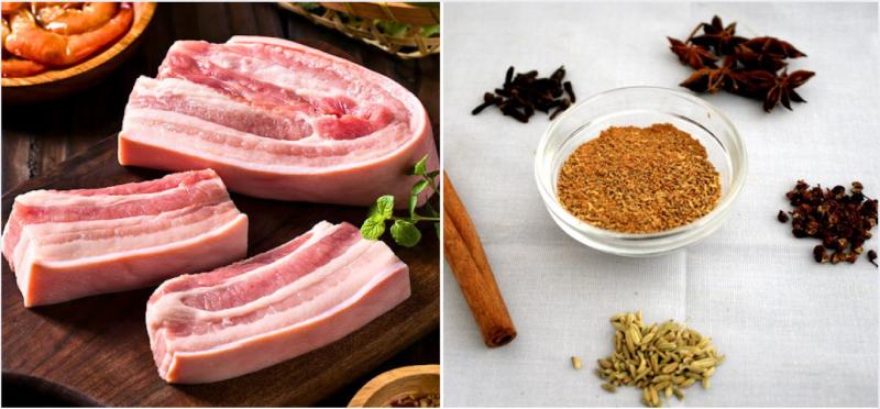 Chuẩn bị nguyên liệu ba rọi xá xíu