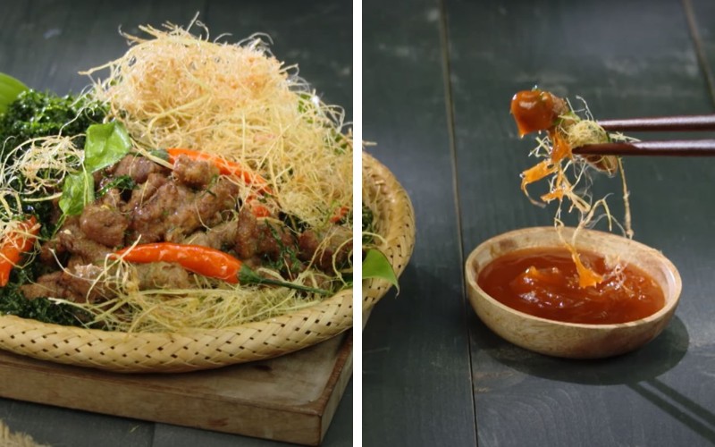 Thành phẩm món thịt bò chiên 1 nắng hấp dẫn