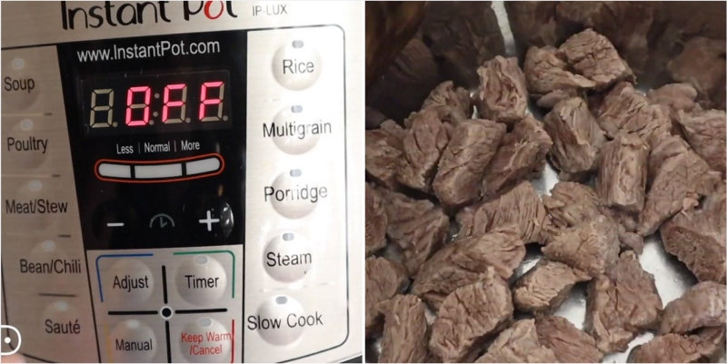 xào thịt bò với nồi áp suất