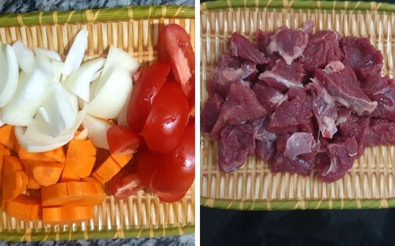 Sơ chế nguyên liệu làm thịt bò kho cà rốt