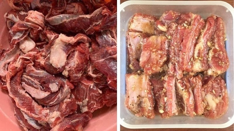 Công đoạn ướp thịt bò