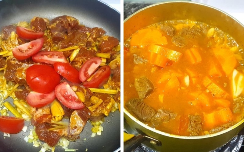 Hướng dẫn kho thịt bò với cà rốt và nước dừa
