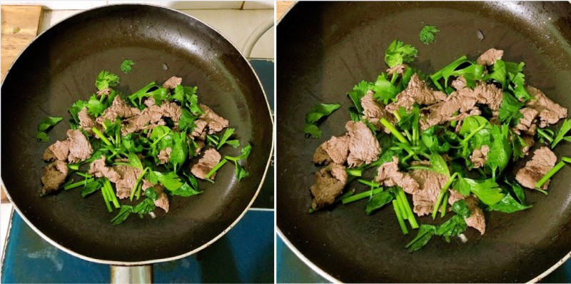 Xào chung thịt bò với cần tây