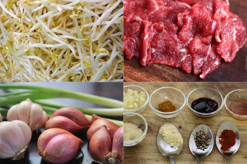 Sơ chế nguyên liệu làm thịt bò xào giá đỗ