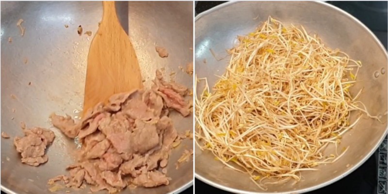 Xào thịt bò và giá đỗ