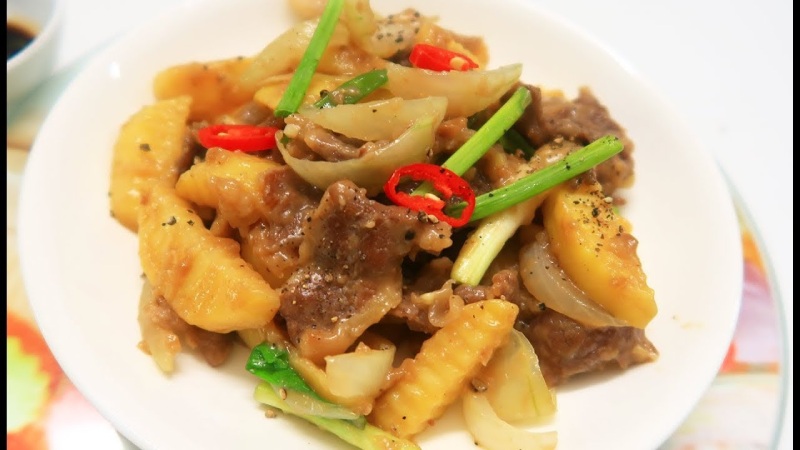 Thành phẩm món thịt bò xào khoai tây