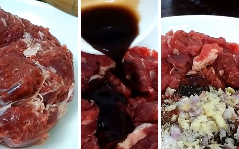 ướp thịt bò trước khi chế biến