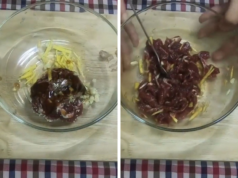 Sơ chế và ướp thịt bò