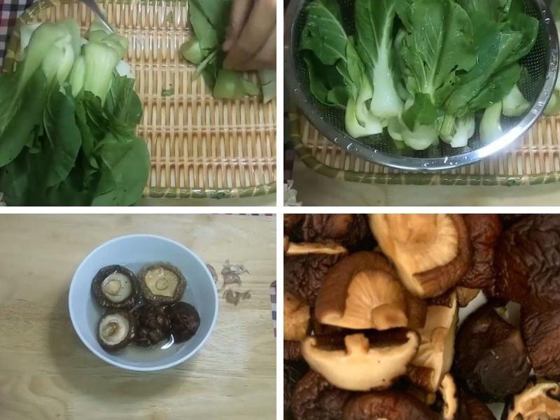 Rửa sạch rau củ và nấm hương
